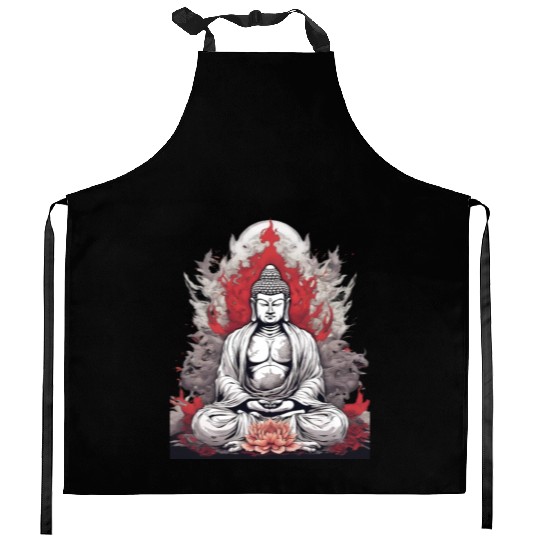 Buddha Statue Kitchen Aprons