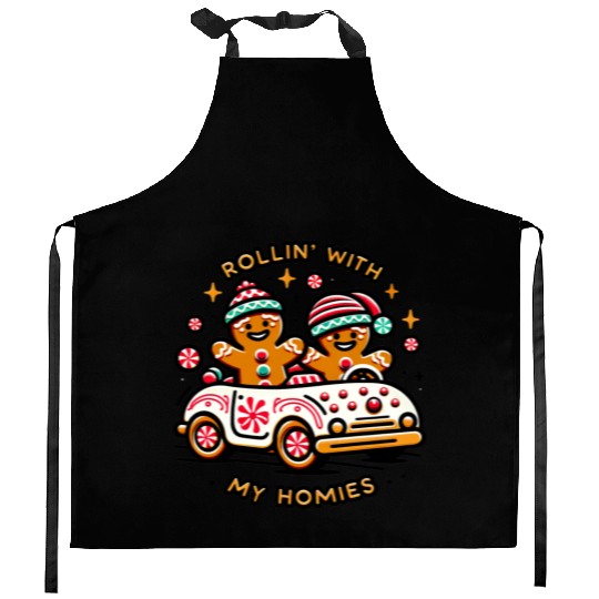 Rollin' With My Homies Vintage Gingerbread Men Kitchen Aprons
