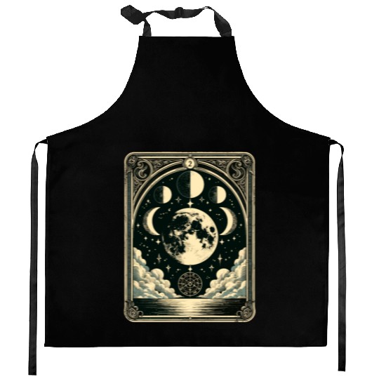 Tarot Card Vintage Moon Phase Astrology Tarot Kitchen Aprons
