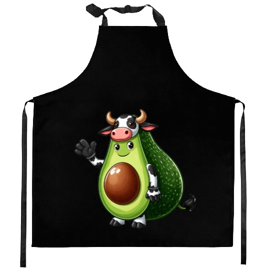 Avocado cow Kitchen Aprons