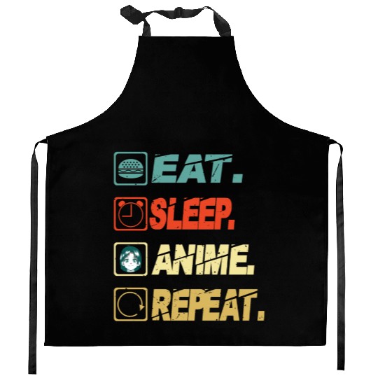 Eat Sleep Anime Repeat Ramen Kawaii Japanese Manga Kitchen Aprons