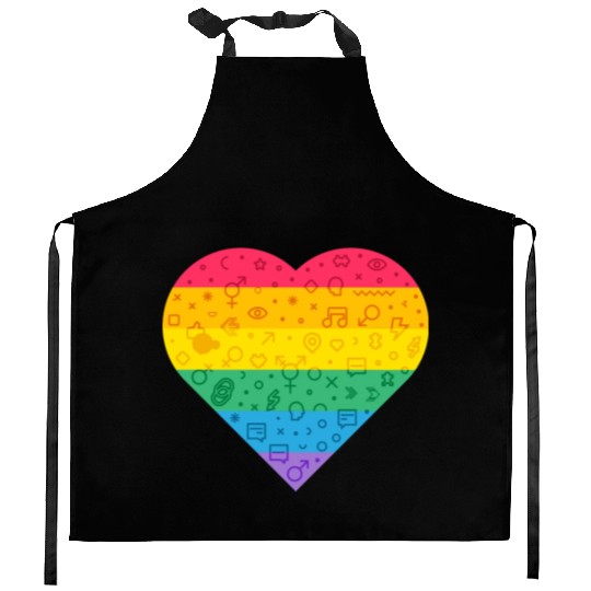 Rainbow Heart Kitchen Aprons