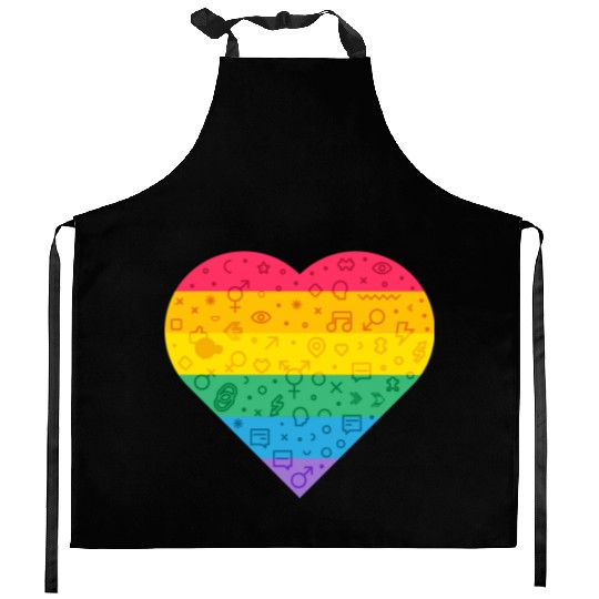 Rainbow Heart Kitchen Aprons