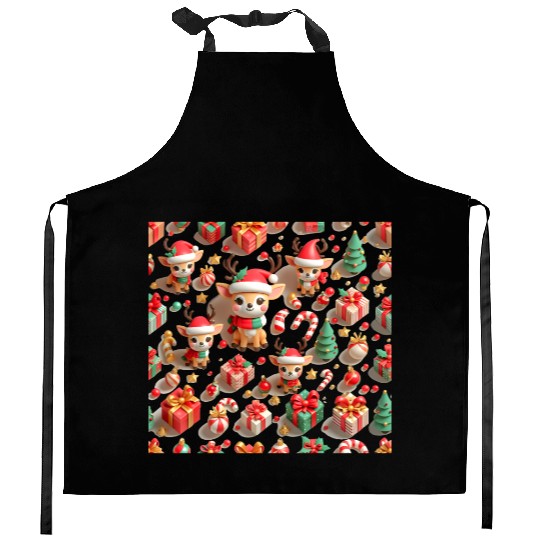 Cute Christmas deer pattern Kitchen Aprons