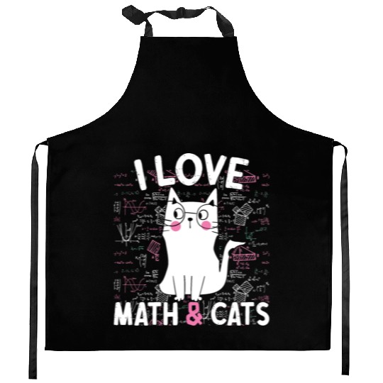 I Love Math and Cats Feline Lover Kitchen Aprons