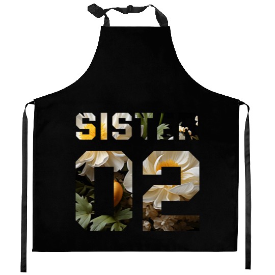 COUPLE FLOWER SISTER 02 Kitchen Aprons