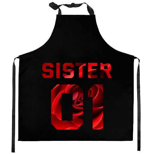 COUPLE FLOWER SISTER 01 Kitchen Aprons