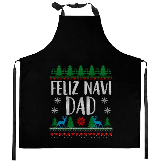 Feliz NAVIDad Funny Holiday Ugly Christmas Themed Kitchen Aprons