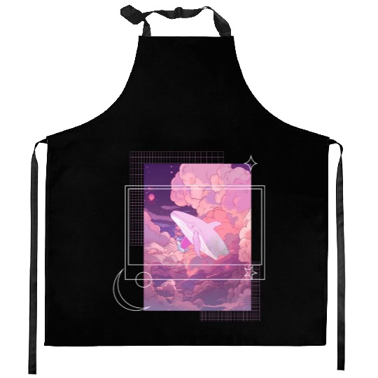 Lofi Japanese Aesthetic Pastel Fantasy Whale In Cl Kitchen Aprons