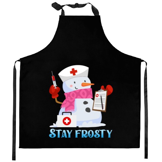 Nurse Snowman Stay Frosty Snow Fan Funny Kitchen Aprons