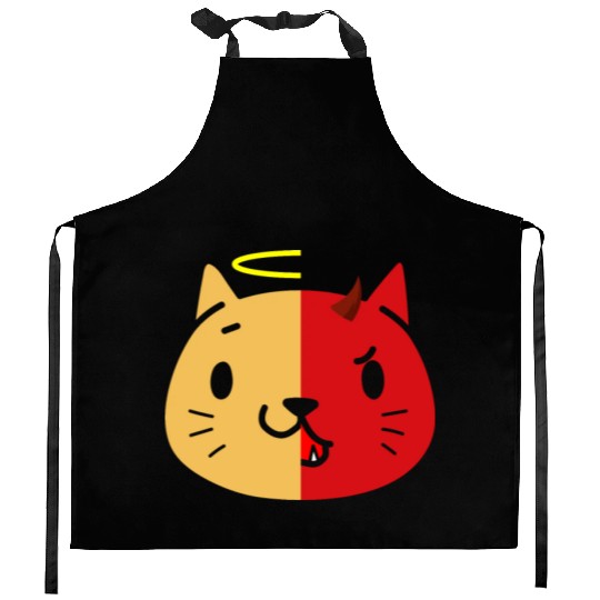 Two Face Cat Angel And Devil Kitchen Aprons
