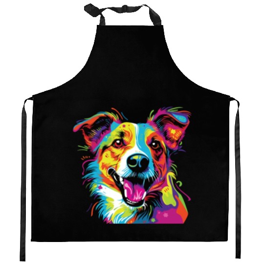 Watercolor Colorful Jack Russell Terrier Kitchen Aprons