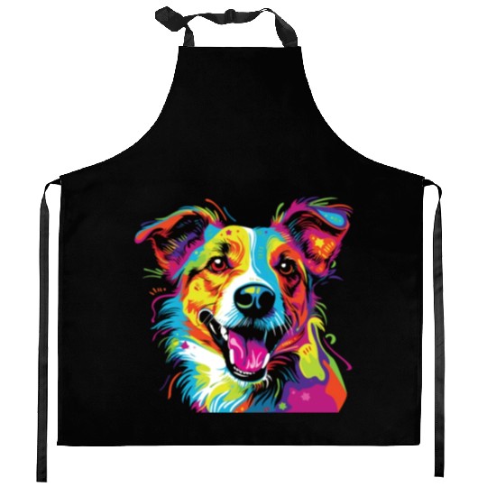 Watercolor Colorful Jack Russell Terrier Kitchen Aprons