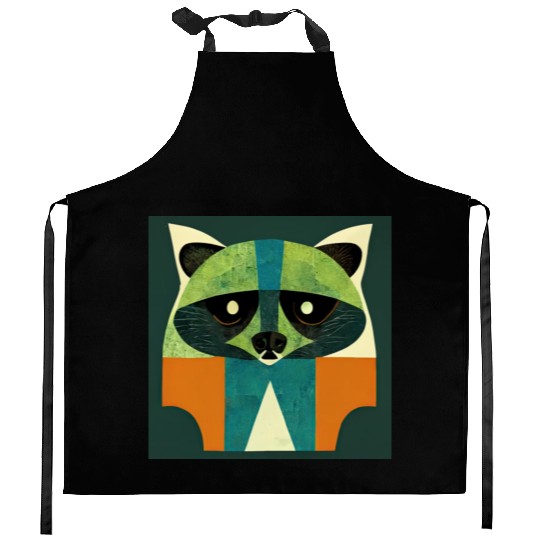 Deco Raccoon - Zombie Green Kitchen Aprons