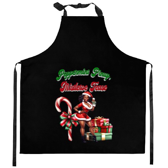 Peppermint Pinup, Mistletoe Tease Kitchen Aprons