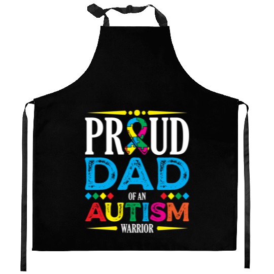 Proud Dad Of An Autism Warrior Spectrum Autistic Kitchen Aprons