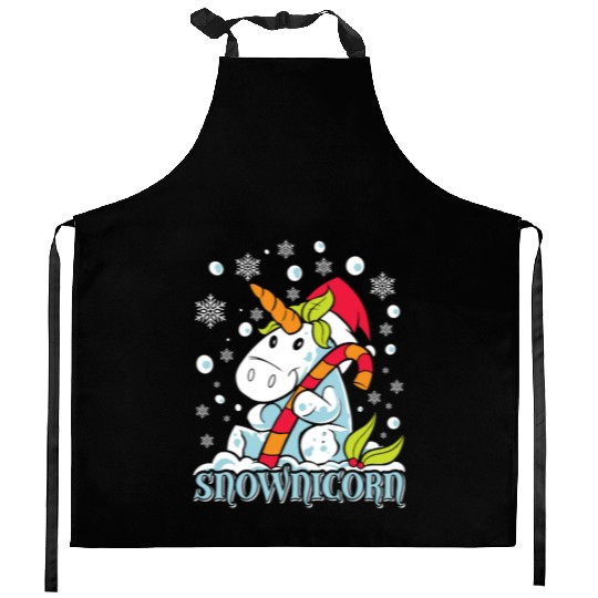Wintertime Snownicorn Snowflakes Unicorn Kitchen Aprons