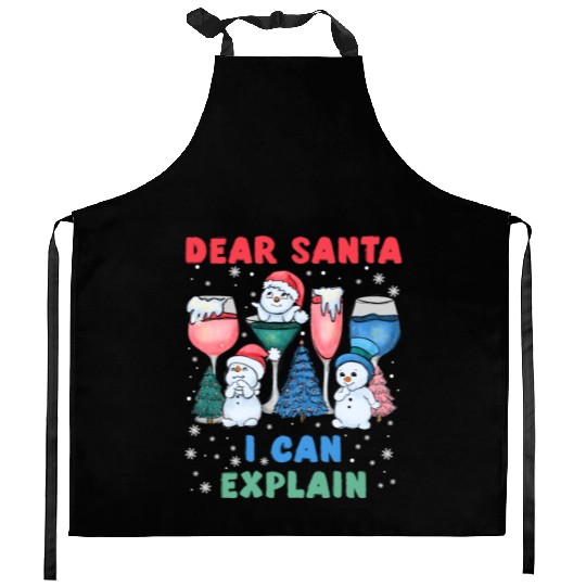 Schneemann Dear Santa I can Explain Funny Kitchen Aprons
