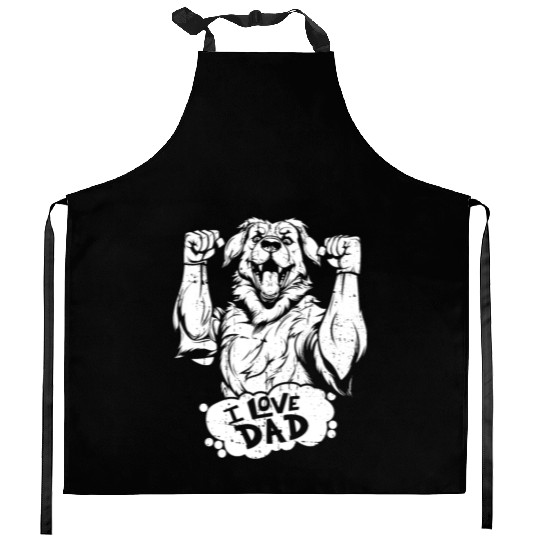 Australian Shepherd Aussie Dog I Love Dad Kitchen Aprons