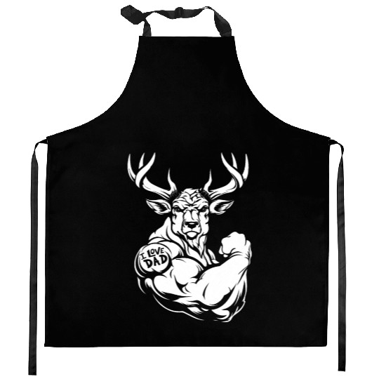 Deer Biceps Tattoo I Love Dad Kitchen Aprons