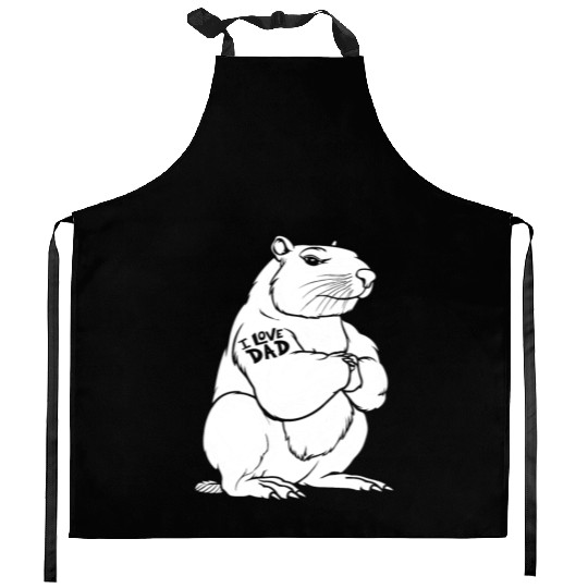 Capybara Biceps Tattoo I Love Dad Kitchen Aprons