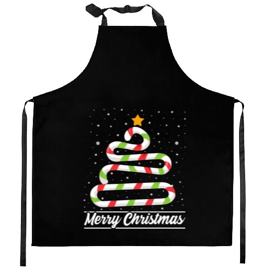 Candy Cane Tree Christmas Xmas Holidays Santa Hat Kitchen Aprons