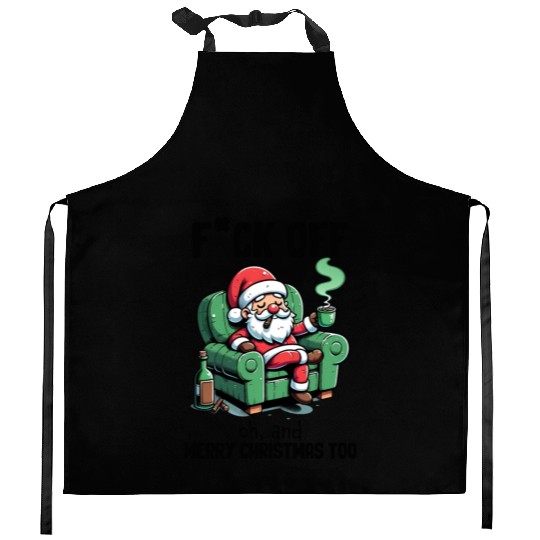 Funny Christmas F*ck Off Merry Christmas Kitchen Aprons