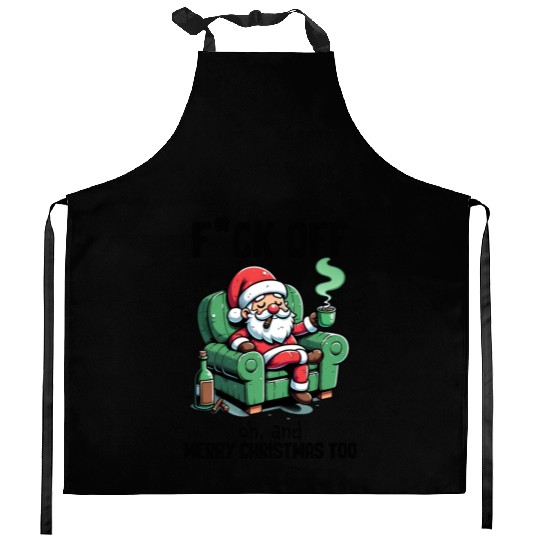Funny Christmas F*ck Off Merry Christmas Kitchen Aprons