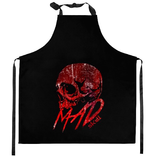 Red Skull with Lightning Graffiti Kitchen Aprons