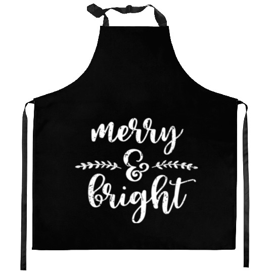 Merry And Bright Meme Funny Christmas Vintage Kitchen Aprons