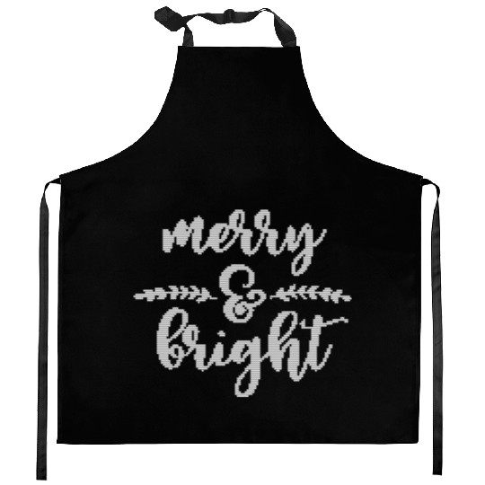 Merry And Bright Meme Funny Christmas Vintage Kitchen Aprons