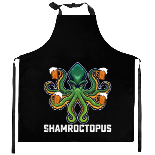 Shamroctopus Octopus Lover St Patrick's Day Kitchen Aprons