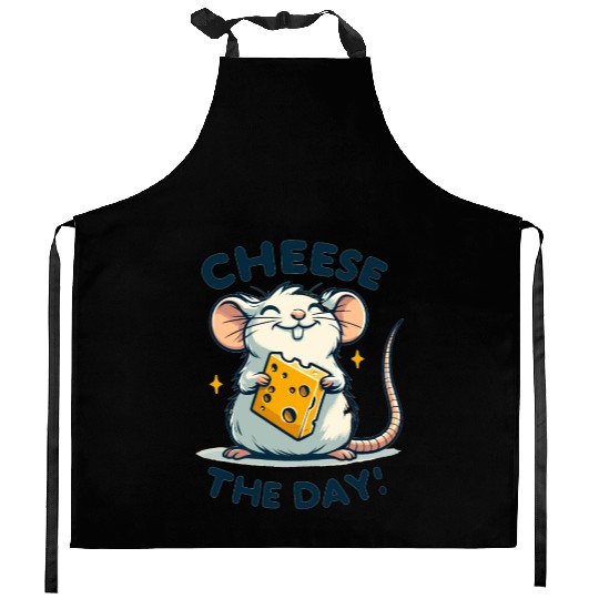 Mouse with cheese Kitchen Aprons