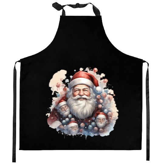 a jolly Santa Claus surround Kitchen Aprons