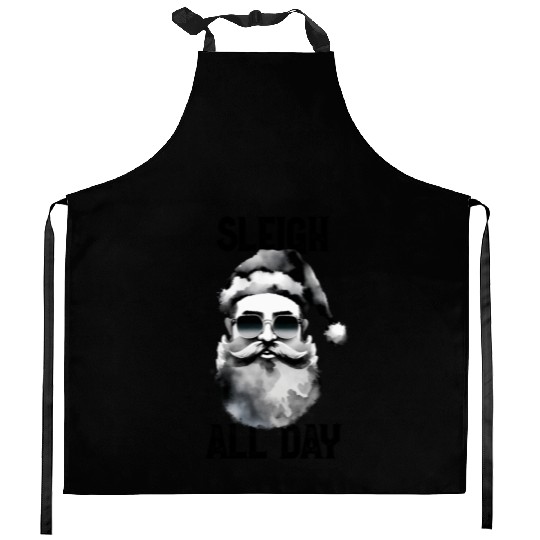 Sleigh all day Kitchen Aprons