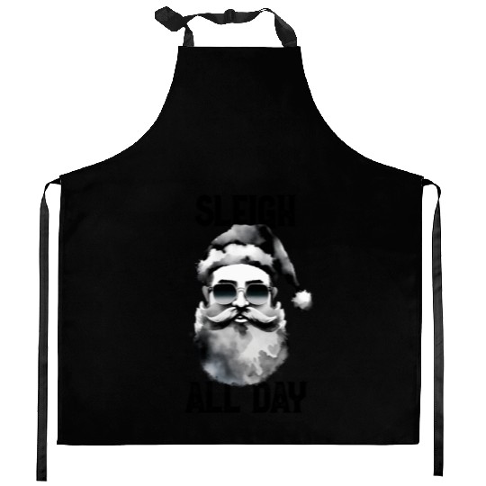 Sleigh all day Kitchen Aprons
