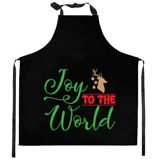 Joy to the world, Christmas design Kitchen Aprons