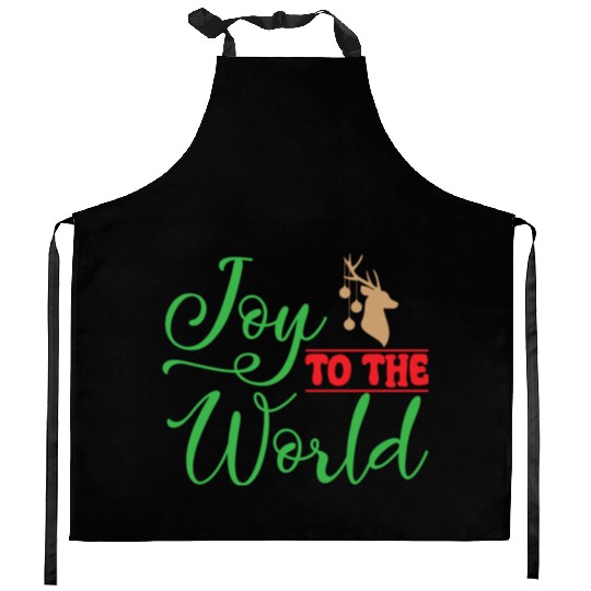 Joy to the world, Christmas design Kitchen Aprons
