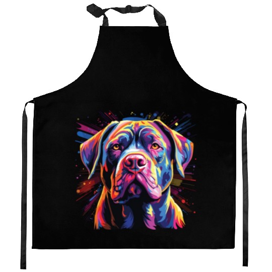 Watercolor Colorful Cane Corso Kitchen Aprons