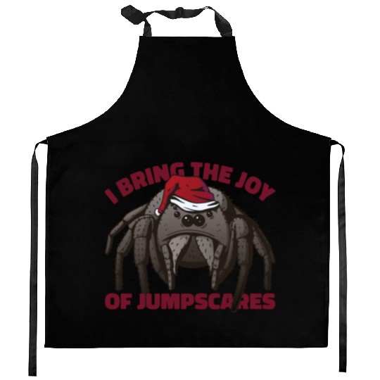 Creepy Christmas Joy Spider Kitchen Aprons