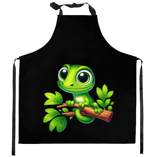 Green Anole Lizard Kitchen Aprons