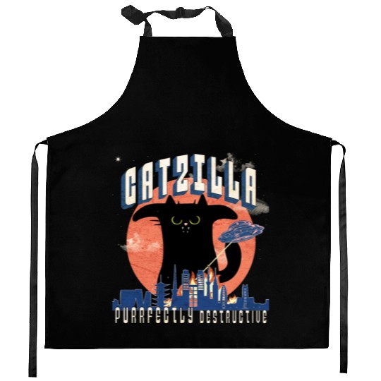 Catzilla king of cats,movie parody Kitchen Aprons