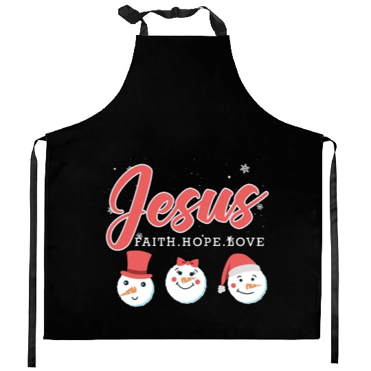 Jesus Snowmen Funny Christmas Time Snow Kitchen Aprons