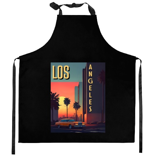 Vintage car in Hollywood Los Angeles Kitchen Aprons