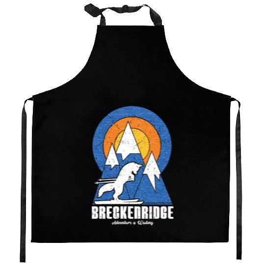 Retro Breckenridge Ski White Fox Kitchen Aprons