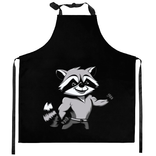 Workout Gym Racoon Kitchen Aprons