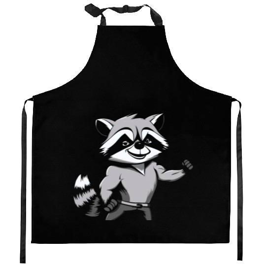 Workout Gym Racoon Kitchen Aprons