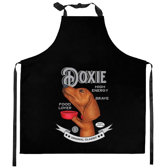 Vintage Dachshund Wanting more Treats Kitchen Aprons