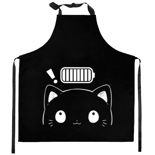 Yume Kawaii Neko Battery Icon Cute Minimalist Aest Kitchen Aprons
