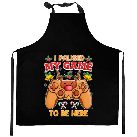 Christmas Gambling I Paused my Game to be Here Kitchen Aprons